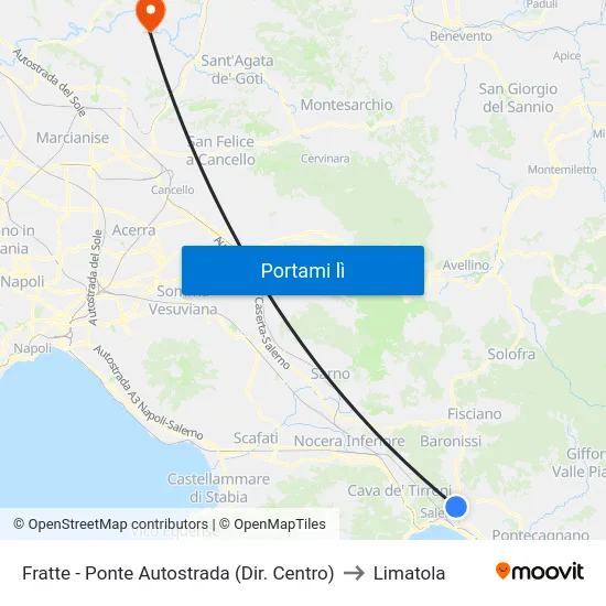 Fratte - Ponte Autostrada (Dir. Centro) to Limatola map
