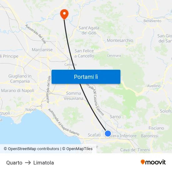Quarto to Limatola map