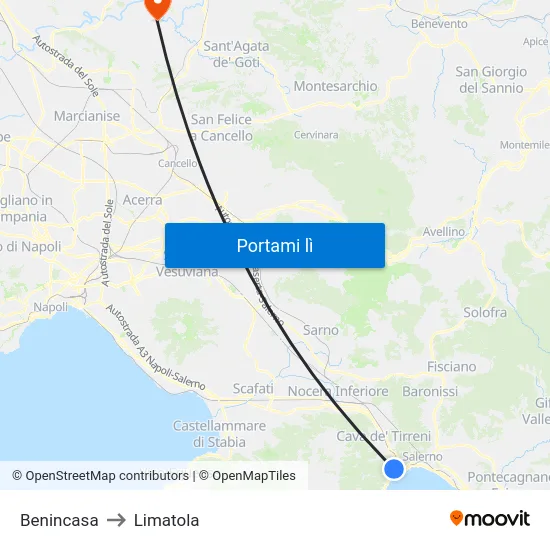 Benincasa to Limatola map