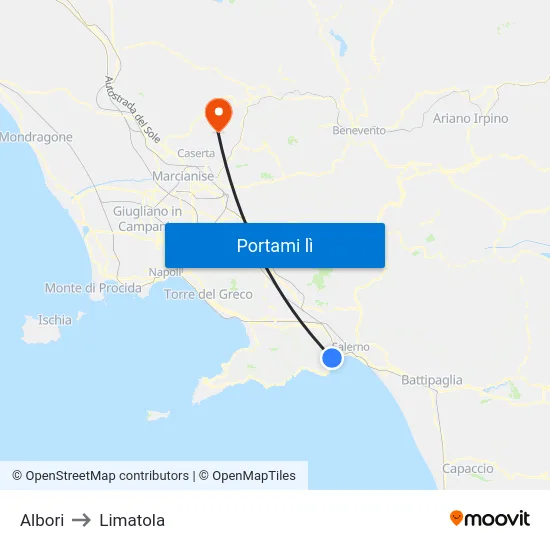 Albori to Limatola map