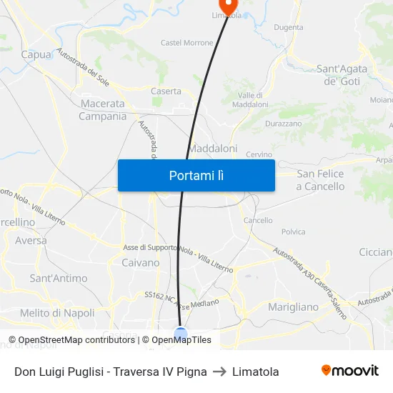 Don Luigi Puglisi - Traversa IV Pigna to Limatola map
