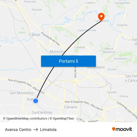 Aversa Centro to Limatola map