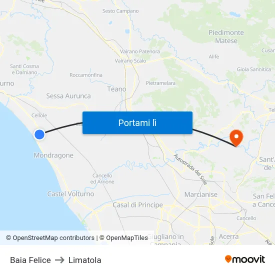 Baia Felice to Limatola map