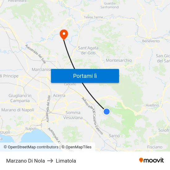 Marzano Di Nola to Limatola map