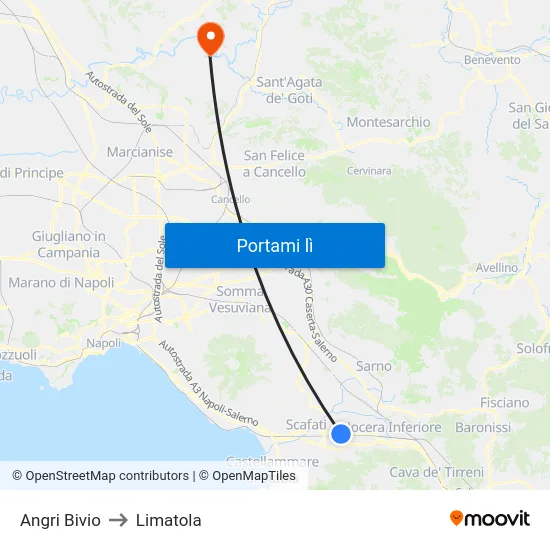 Angri Bivio to Limatola map