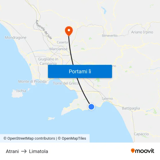 Atrani to Limatola map