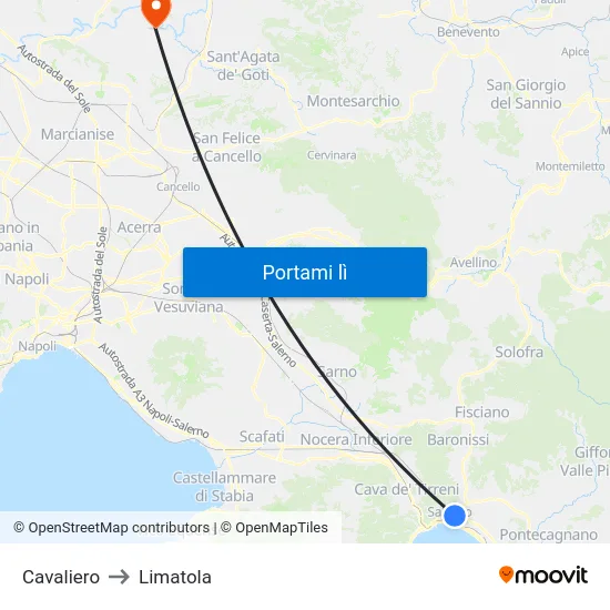 Cavaliero to Limatola map