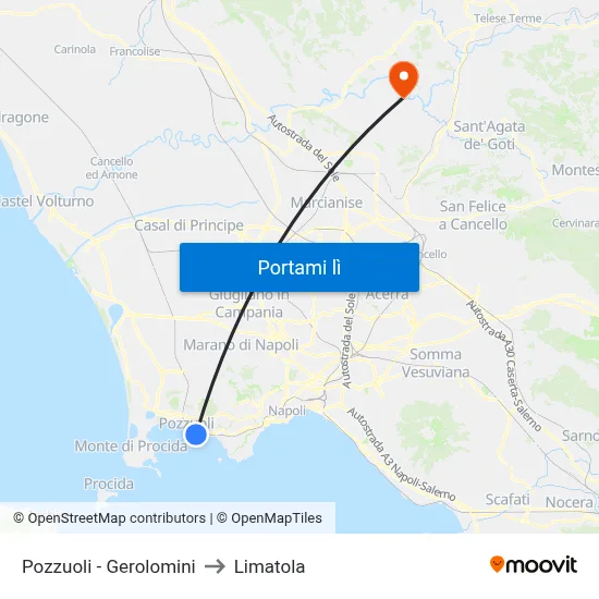 Pozzuoli - Gerolomini to Limatola map