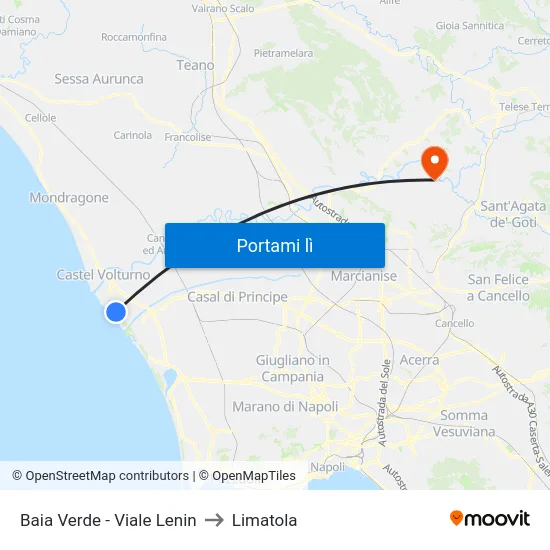 Baia Verde - Viale Lenin to Limatola map