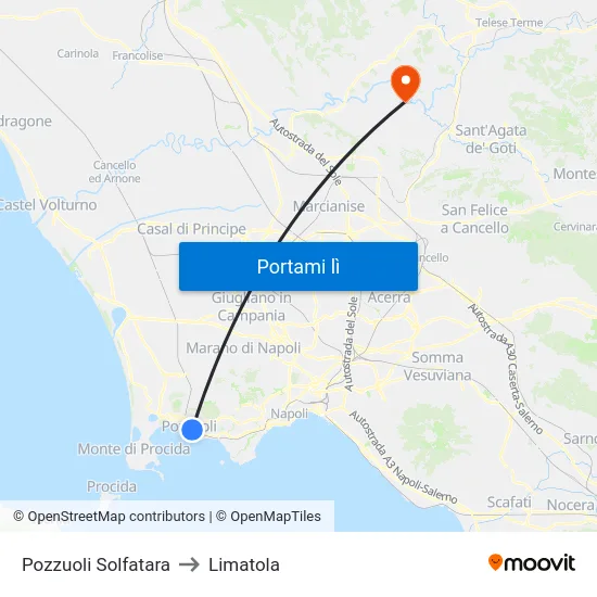 Pozzuoli Solfatara to Limatola map