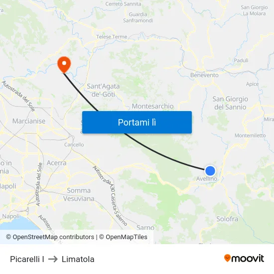 Picarelli I to Limatola map