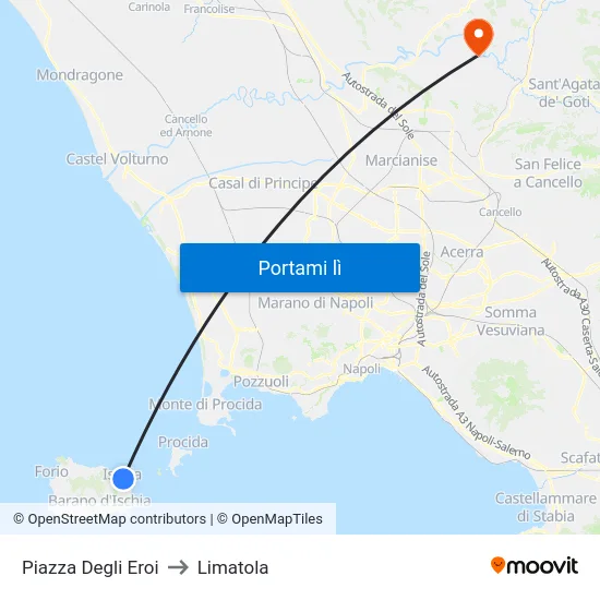 Piazza Degli Eroi to Limatola map