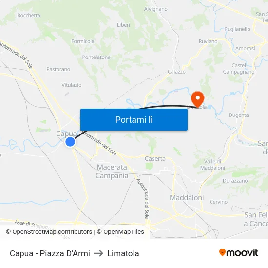 Capua - Piazza D'Armi to Limatola map