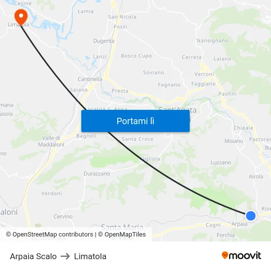 Arpaia Scalo to Limatola map