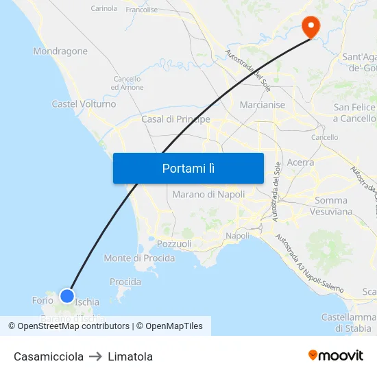 Casamicciola to Limatola map