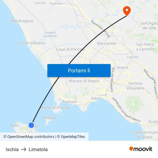Ischia to Limatola map