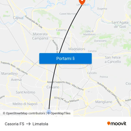 Casoria FS to Limatola map