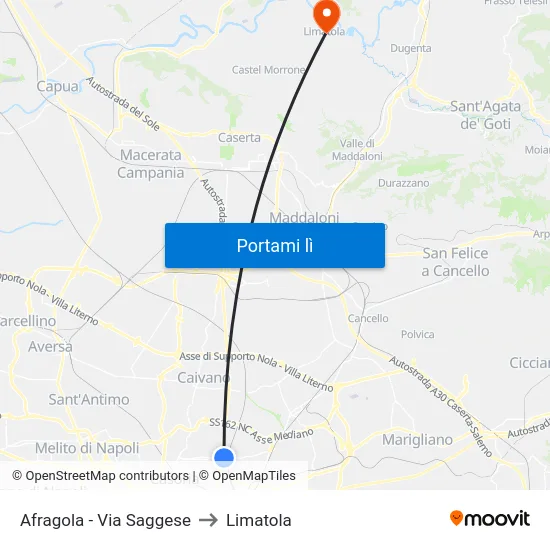 Afragola - Via Saggese to Limatola map
