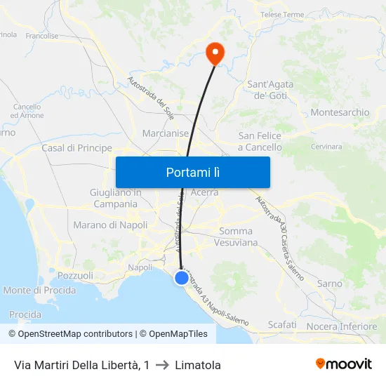 Via Martiri Della Libertà, 1 to Limatola map