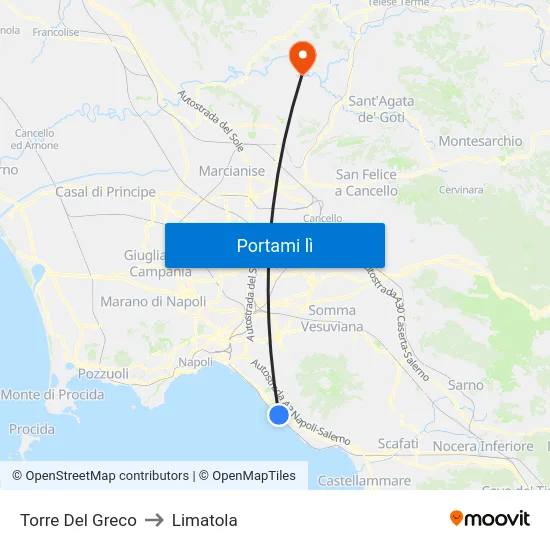 Torre Del Greco to Limatola map