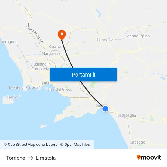 Torrione to Limatola map