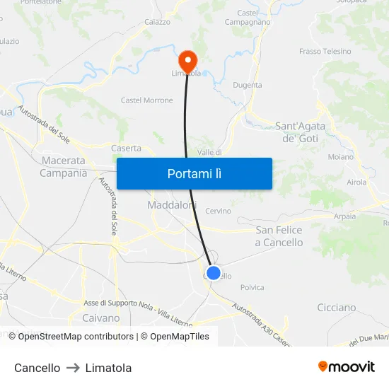 Cancello to Limatola map