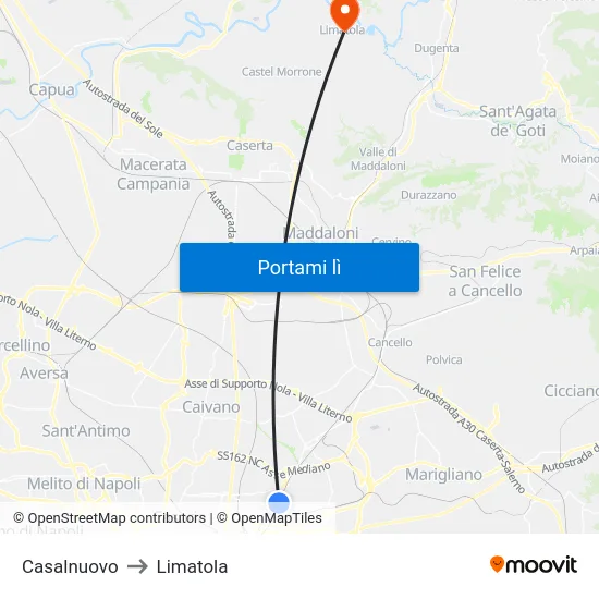 Casalnuovo to Limatola map