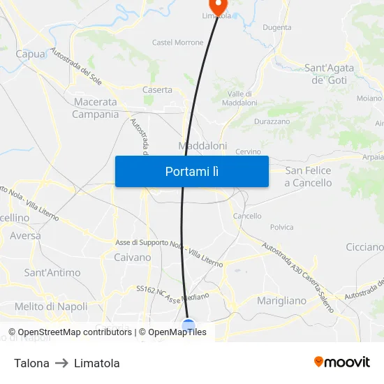 Talona to Limatola map