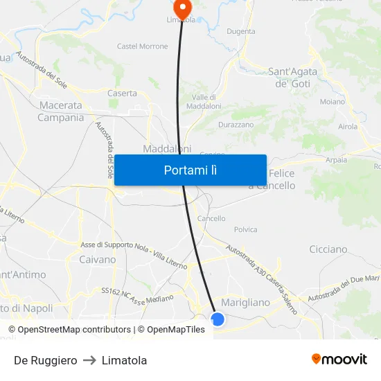 De Ruggiero to Limatola map