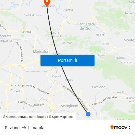Saviano to Limatola map