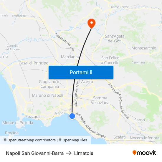 Napoli San Giovanni-Barra to Limatola map