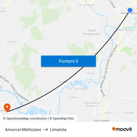 Amorosi-Melizzano to Limatola map