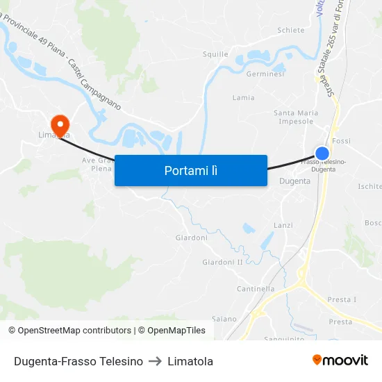 Dugenta-Frasso Telesino to Limatola map