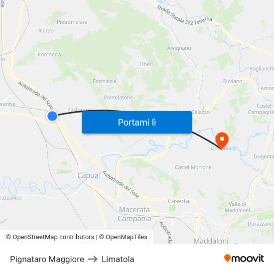 Pignataro Maggiore to Limatola map