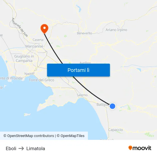 Eboli to Limatola map