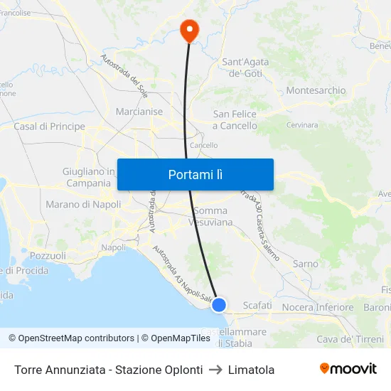 Torre Annunziata - Stazione Oplonti to Limatola map