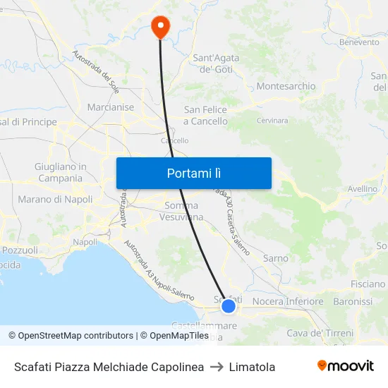 Scafati Piazza Melchiade Capolinea to Limatola map