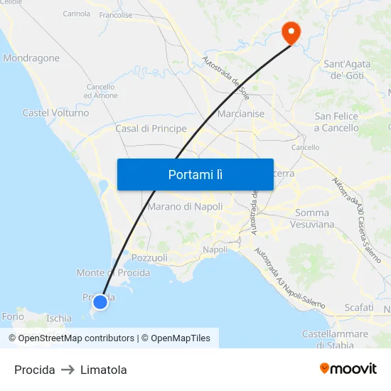 Procida to Limatola map