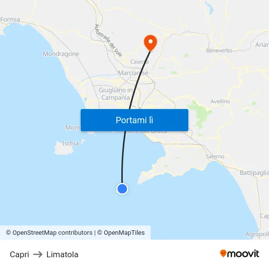 Capri to Limatola map