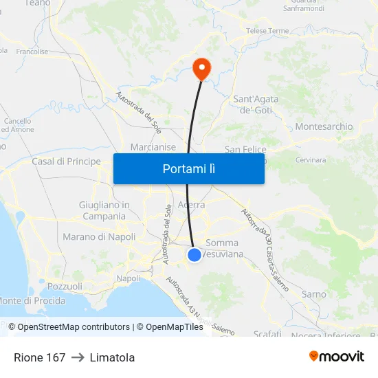Rione 167 to Limatola map