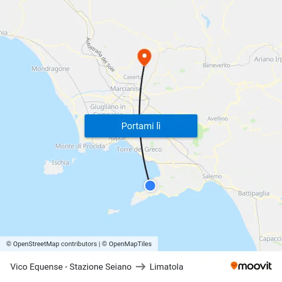 Vico Equense - Stazione Seiano to Limatola map