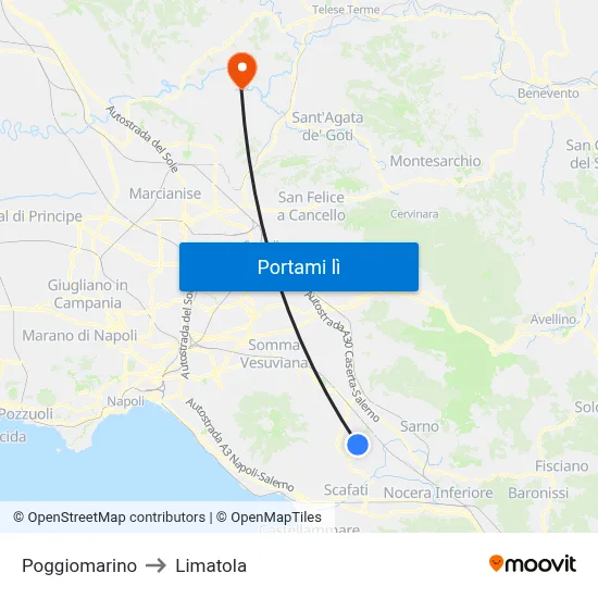 Poggiomarino to Limatola map
