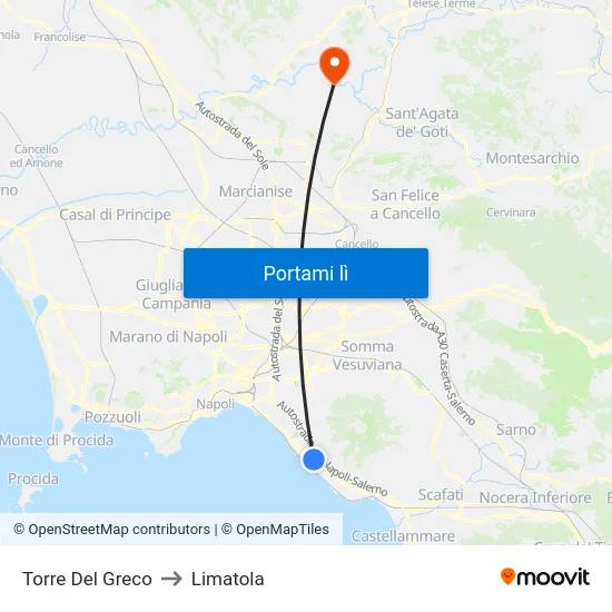 Torre Del Greco to Limatola map