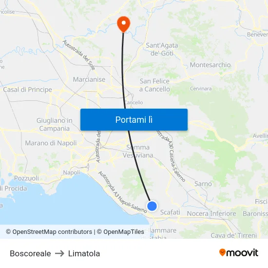Boscoreale to Limatola map