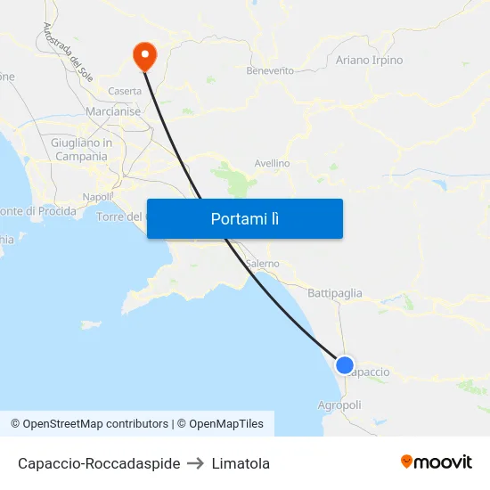 Capaccio-Roccadaspide to Limatola map