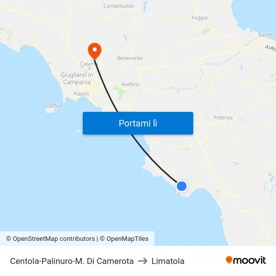 Centola-Palinuro-M. Di Camerota to Limatola map