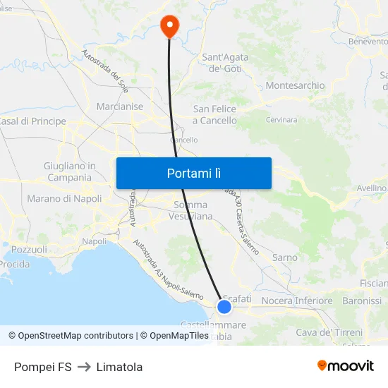 Pompei FS to Limatola map