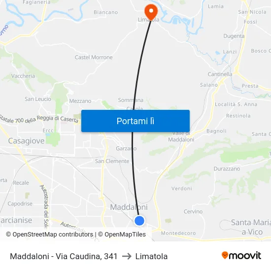 Maddaloni - Via Caudina, 341 to Limatola map