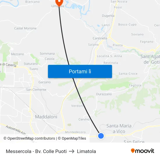 Messercola - Bv. Colle Puoti to Limatola map