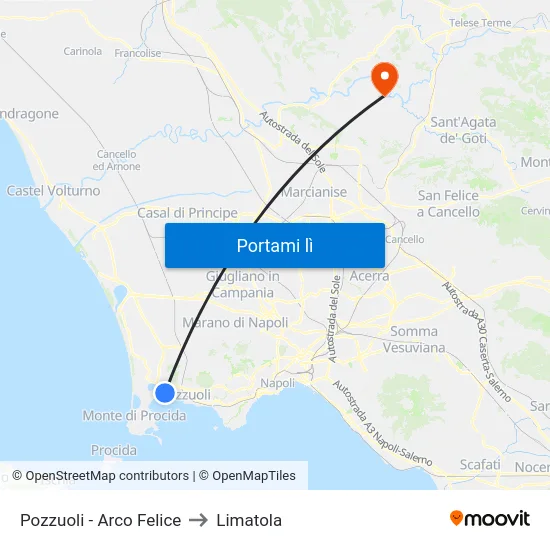 Pozzuoli - Arco Felice to Limatola map